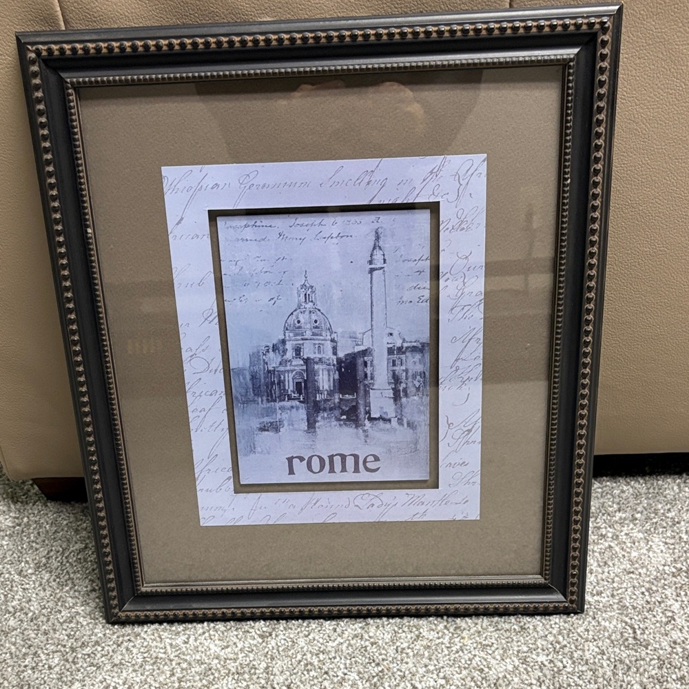 Elegant Black and Brown Framed Rome Artwork